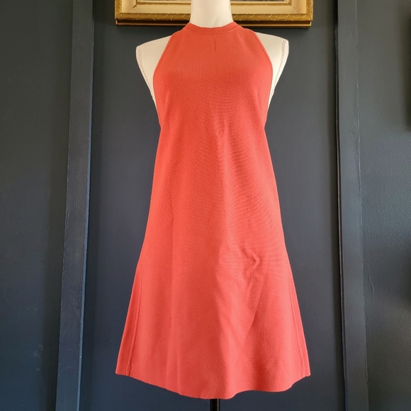 EUC Theory Wellra Flame Crossback Sleeveless Ponte Knit Mini Dress Medium Coral - Picture 14 of 15